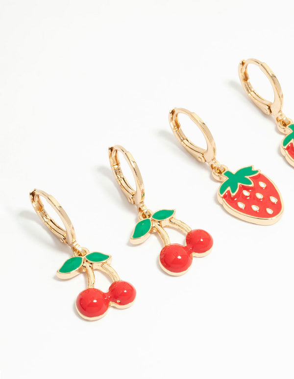 Kids Gold Tutti Frutti Huggie Earrings 3-Pack