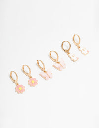 Kids Gold Bunny & Butterfly Huggie Earrings 3-Pack - link has visual effect only
