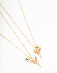 Kids Gold Pink Diamante Fairy BFF Necklaces 2-Pack - link has visual effect only
