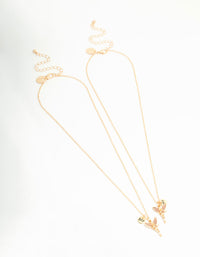 Kids Gold Pink Diamante Fairy BFF Necklaces 2-Pack - link has visual effect only