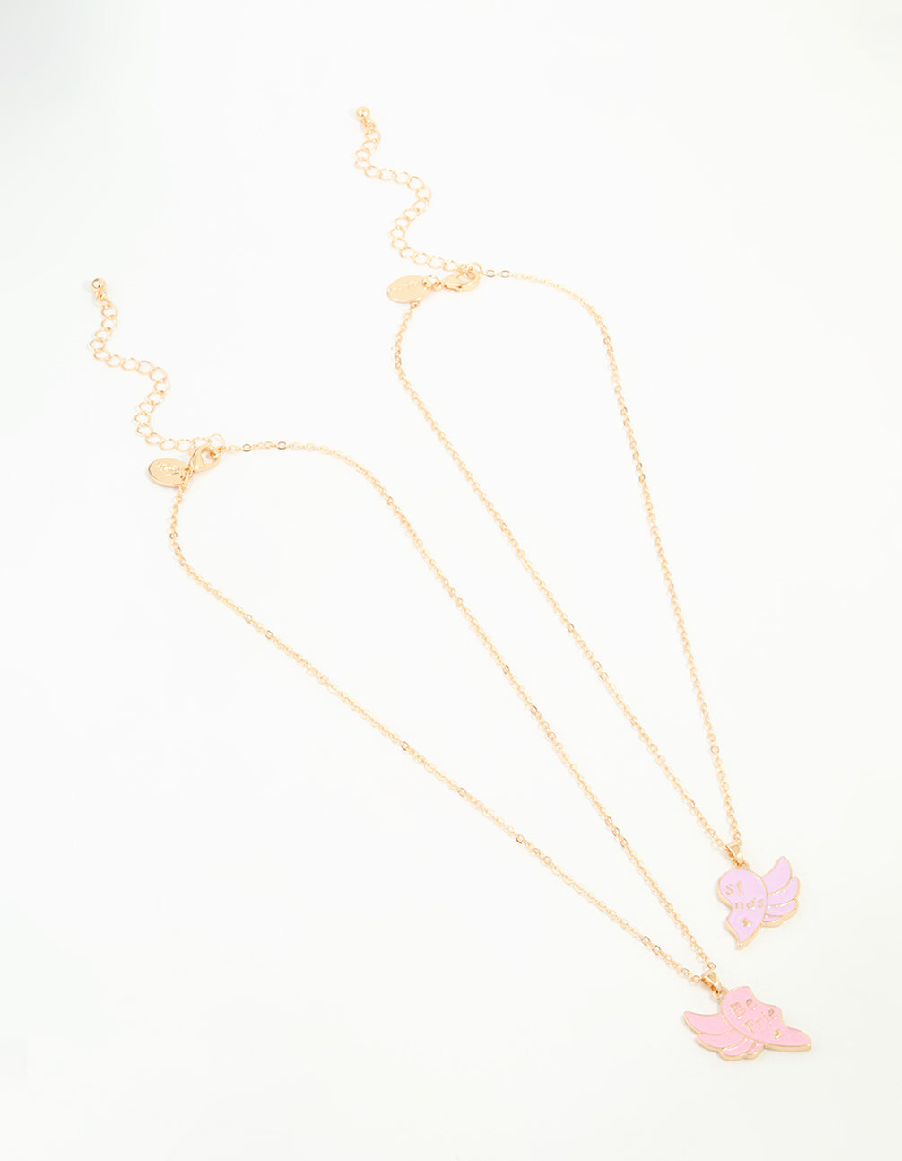 Kids Gold Wing Heart BFF Pendant Necklaces 2-Pack