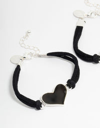 Kids Silver Mood Heart BFF Ribbon Bracelets 2-Pack - link has visual effect only