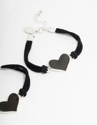 Kids Silver Mood Heart BFF Ribbon Bracelets 2-Pack - link has visual effect only