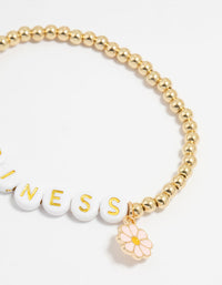 Kids Gold Happy Beaded Dainty Stretch Bracelets 4-Pack - link has visual effect only