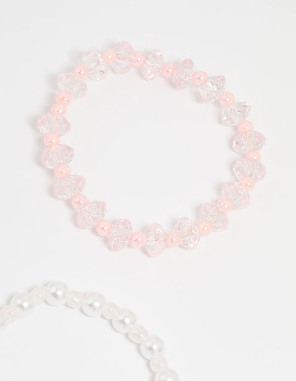 Kids Gold Pearl Beaded Tassel Bracelets 4-Pack