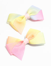 Kids Pink & Yellow Ombre Fabric Bow Hair Clips 2-Pack - link has visual effect only