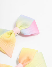 Kids Pink & Yellow Ombre Fabric Bow Hair Clips 2-Pack - link has visual effect only