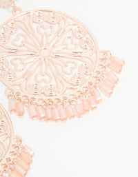Rose Gold Laser Cut Circle Drop Earrings - link has visual effect only