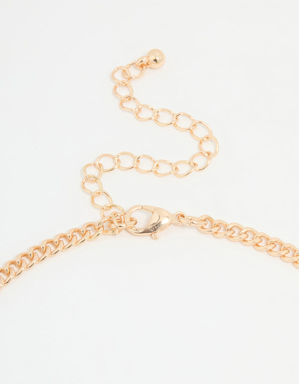 Rose Gold Diamante Rondell Short Necklace