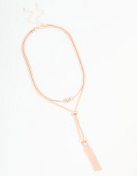 Rose Gold Layered Rondell Tassel Necklace - link has visual effect only