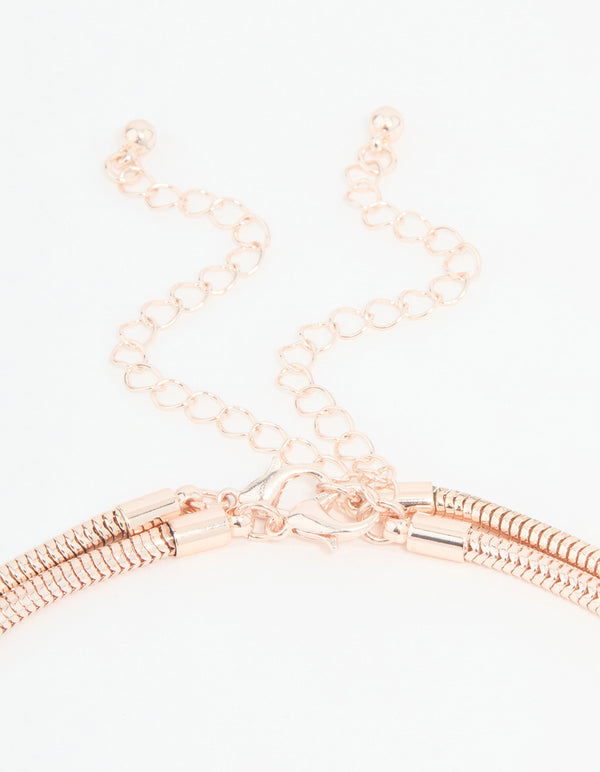 Rose Gold Layered Rondell Tassel Necklace