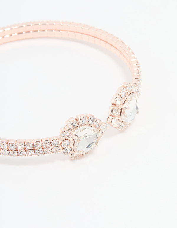 Rose Gold Diamante Wrist Cuff