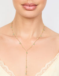 Gold Plated Green Semi Precious Ball Y-Necklace - link has visual effect only