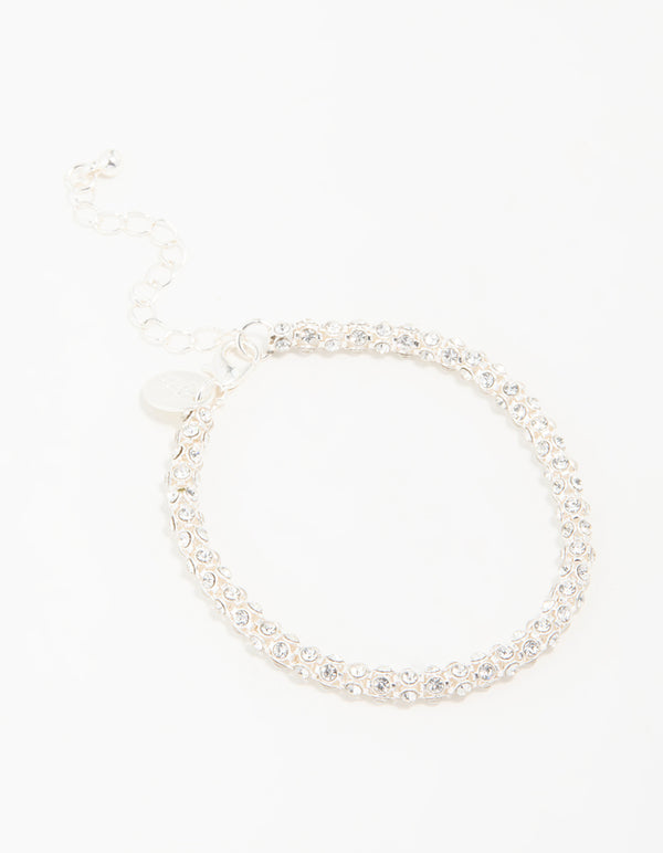 Silver Plated Diamante Fireball Bracelet