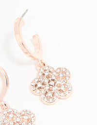 Rose Gold Diamante Flower Drop Earrings - link has visual effect only