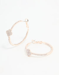 Rose Gold Diamante Pave Flower Hoop Earrings - link has visual effect only