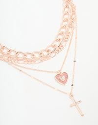 Rose Gold Cross & Butterfly Layered Necklace - link has visual effect only