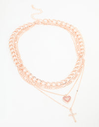 Rose Gold Cross & Butterfly Layered Necklace - link has visual effect only