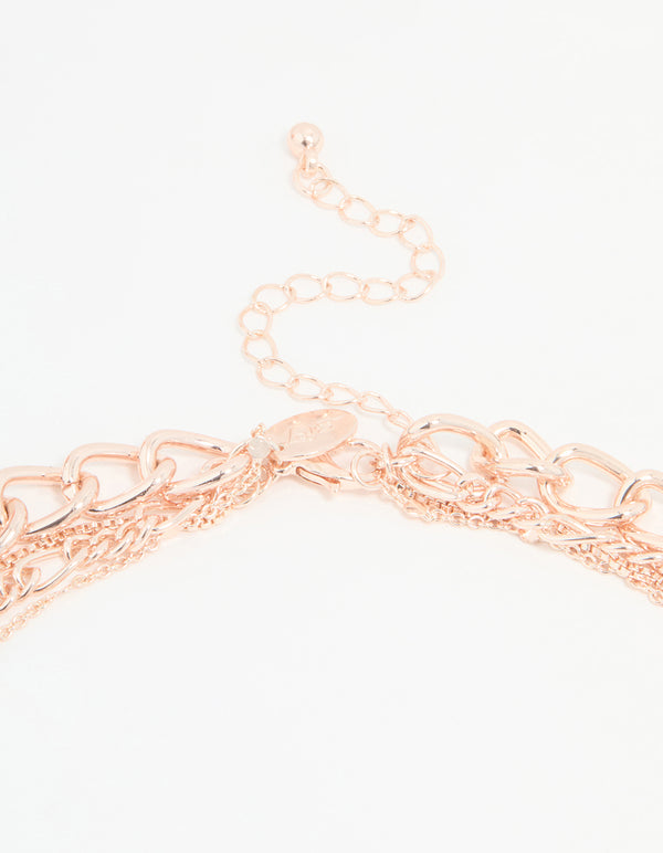Rose Gold Cross & Butterfly Layered Necklace
