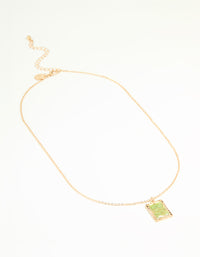 Gold Green Snake Square Pendant Necklace - link has visual effect only