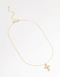 Gold Gothic Cross Pendant Necklace - link has visual effect only