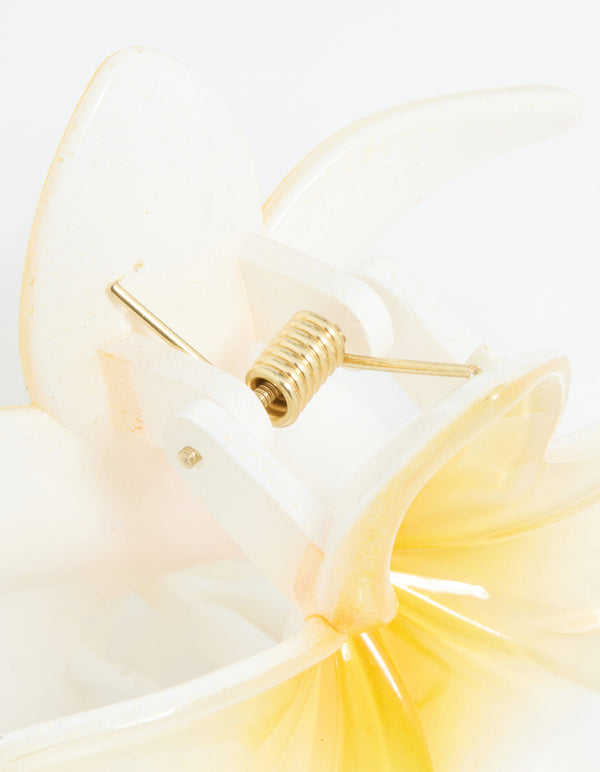 White Frangipani Flower Hair Claw Clip
