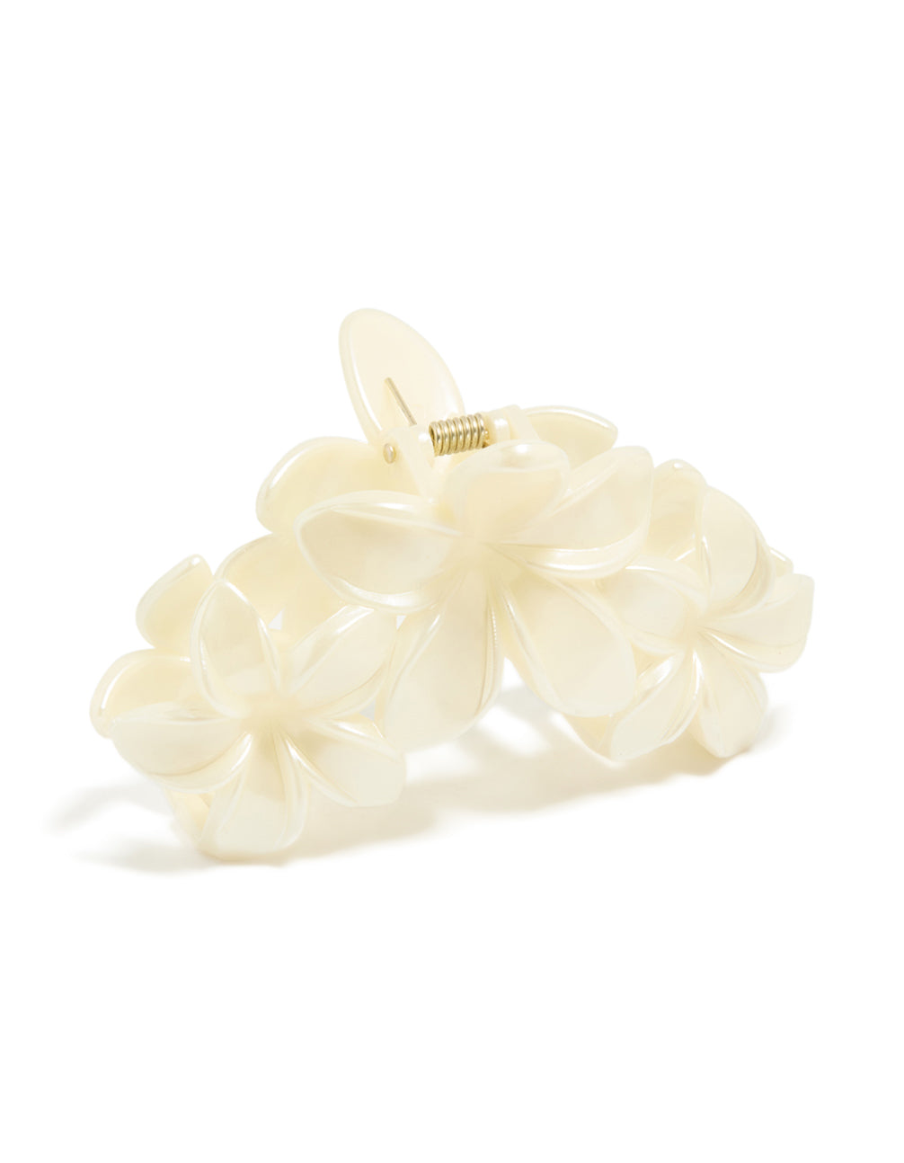 Cream Frangipani Flowers Hair Claw Clip