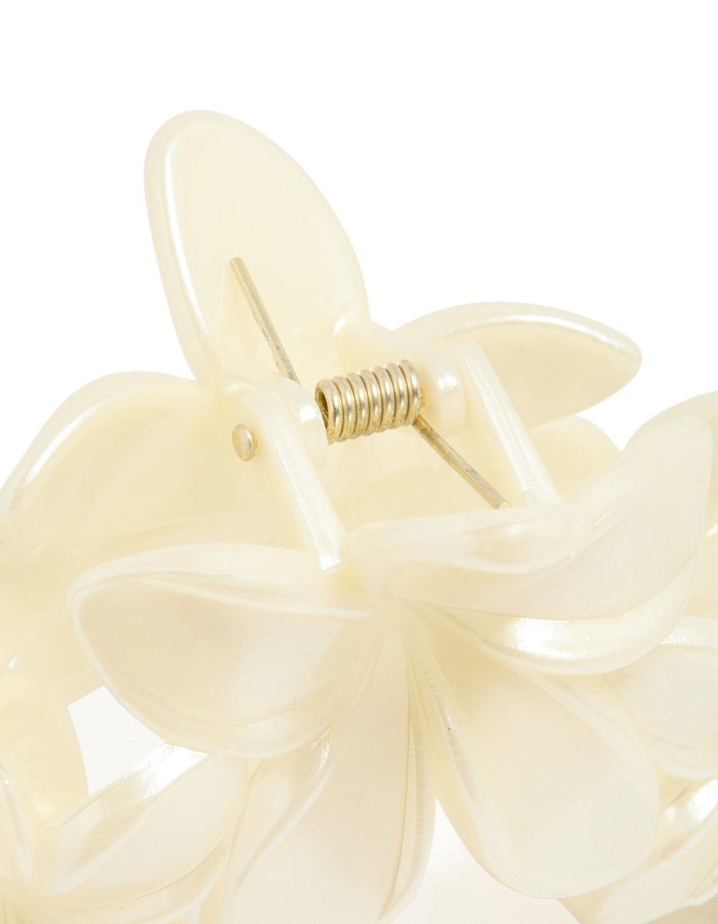 Cream Frangipani Flowers Hair Claw Clip