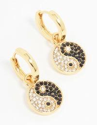 Gold Sparkle Yin Yang Drop Earrings - link has visual effect only