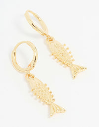Gold Dainty Fish Drop Earrings - link has visual effect only