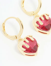 Gold Melting Pink Heart Drop Earrings - link has visual effect only