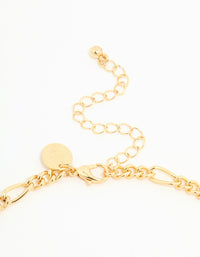 Gold Mixed Link Chunky Necklace - link has visual effect only