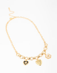 Gold  Heart & Moon Charm Necklace - link has visual effect only