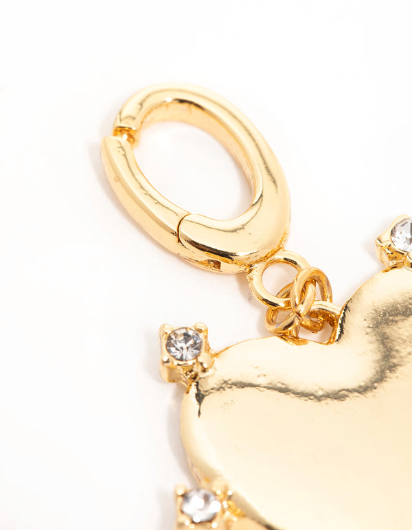 Gold  Cubic Zirconia Outer Heart Charm