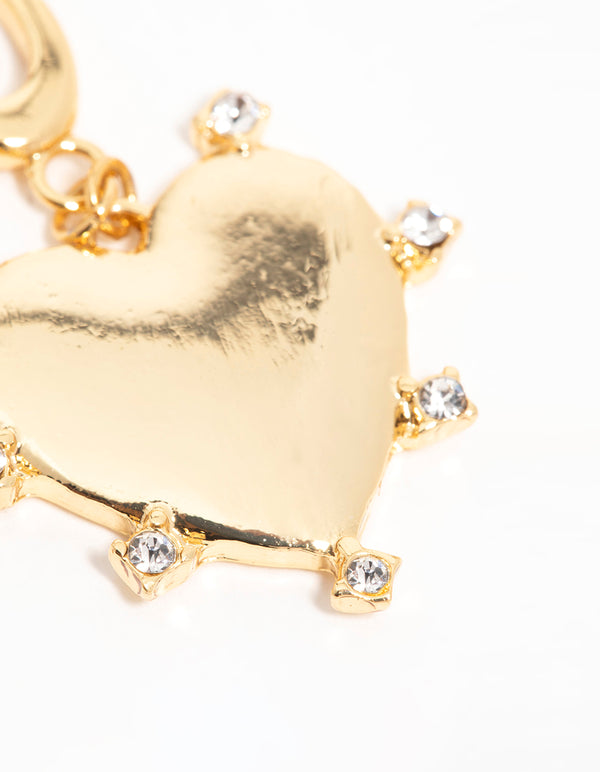 Gold  Cubic Zirconia Outer Heart Charm