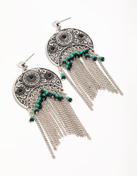 Silver Textured Patterned Drop Earrings - link has visual effect only