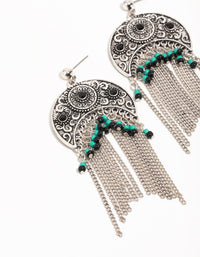 Silver Textured Patterned Drop Earrings - link has visual effect only