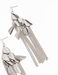 Silver Petal Box Chain Waterfall Drop Earrings - link has visual effect only