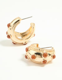 Gold Red Dot Hoop Earrings - link has visual effect only
