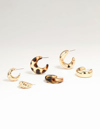 Gold & Tortoiseshell Hoop Earrings 3-Pack - link has visual effect only