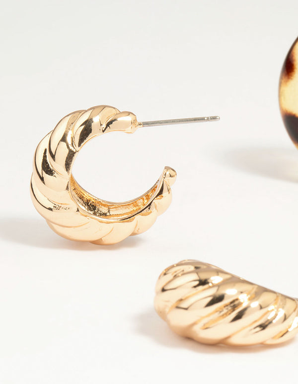 Gold & Tortoiseshell Hoop Earrings 3-Pack