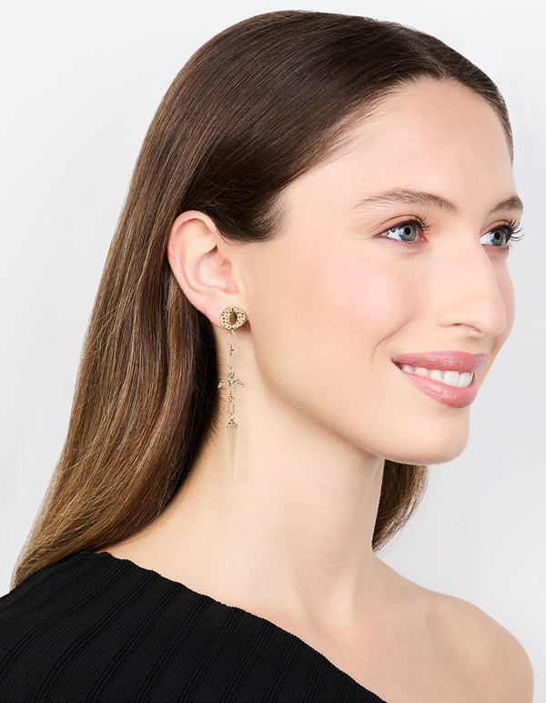 Gold Dagger Drop Earrings