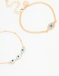 Gold Evil Eye Bracelets 3-Pack - link has visual effect only