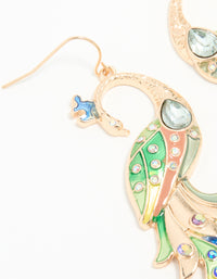 Gold Multi-Coloured Peacock Drop Earrings - link has visual effect only