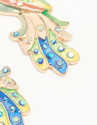 Gold Multi-Coloured Peacock Drop Earrings - link has visual effect only