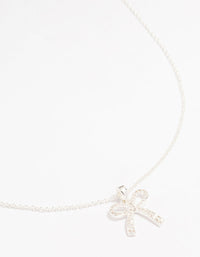 Silver Plated Brass Cubic Zirconia Pavé Bow Pendant Necklace - link has visual effect only