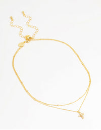 Gold Plated Brass Cubic Zirconia Mini Cross Layered Necklace - link has visual effect only