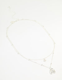 Silver Plated Cubic Zirconia & Bubble Letter A Layered Necklace - link has visual effect only
