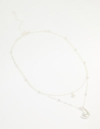 Silver Plated Cubic Zirconia & Bubble Letter J Layered Necklace - link has visual effect only