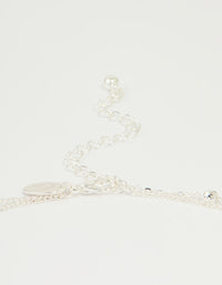 Silver Plated Cubic Zirconia & Bubble Letter M Layered Necklace - link has visual effect only